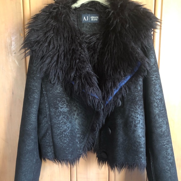 ARMANI JEANS Faux Fur Jacket size 8 - Picture 6 of 6